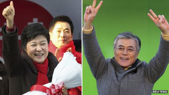 Hai đối thủ nặng ký trong cuộc bầu cử Tổng thống Hàn Quốc.